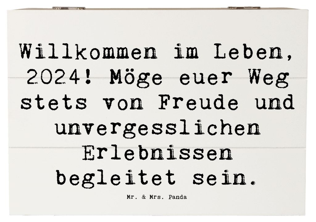 Mr. & Mrs. Panda Geschenkbox Spruch 2024 Geburtstag 22 x 15 cm - Weiß - Geschenk, schmuckbox, Schatzkiste, Happy Birthday, Holzkiste mit Deckel, H...