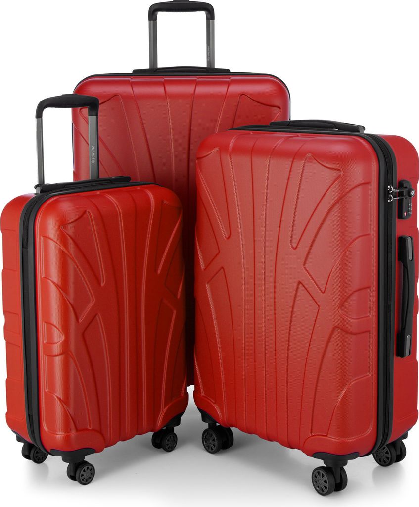 Suitline - 3er Kofferset Rollkoffer Hartschalenkoffer 4 Rollen Handgepäck-Trolley und Aufgabegepäck Koffer erweiterbar Travel Luggage Gepäck Set...