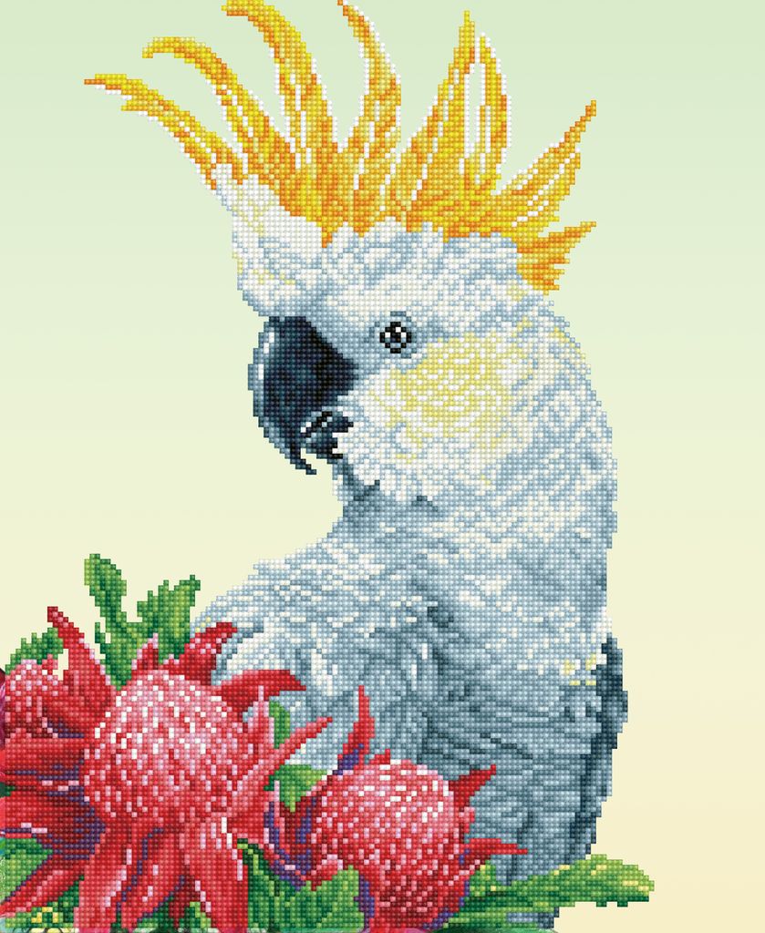 DIAMOND DOTZ Original Diamond Painting Set White Cockatoo & Warathas