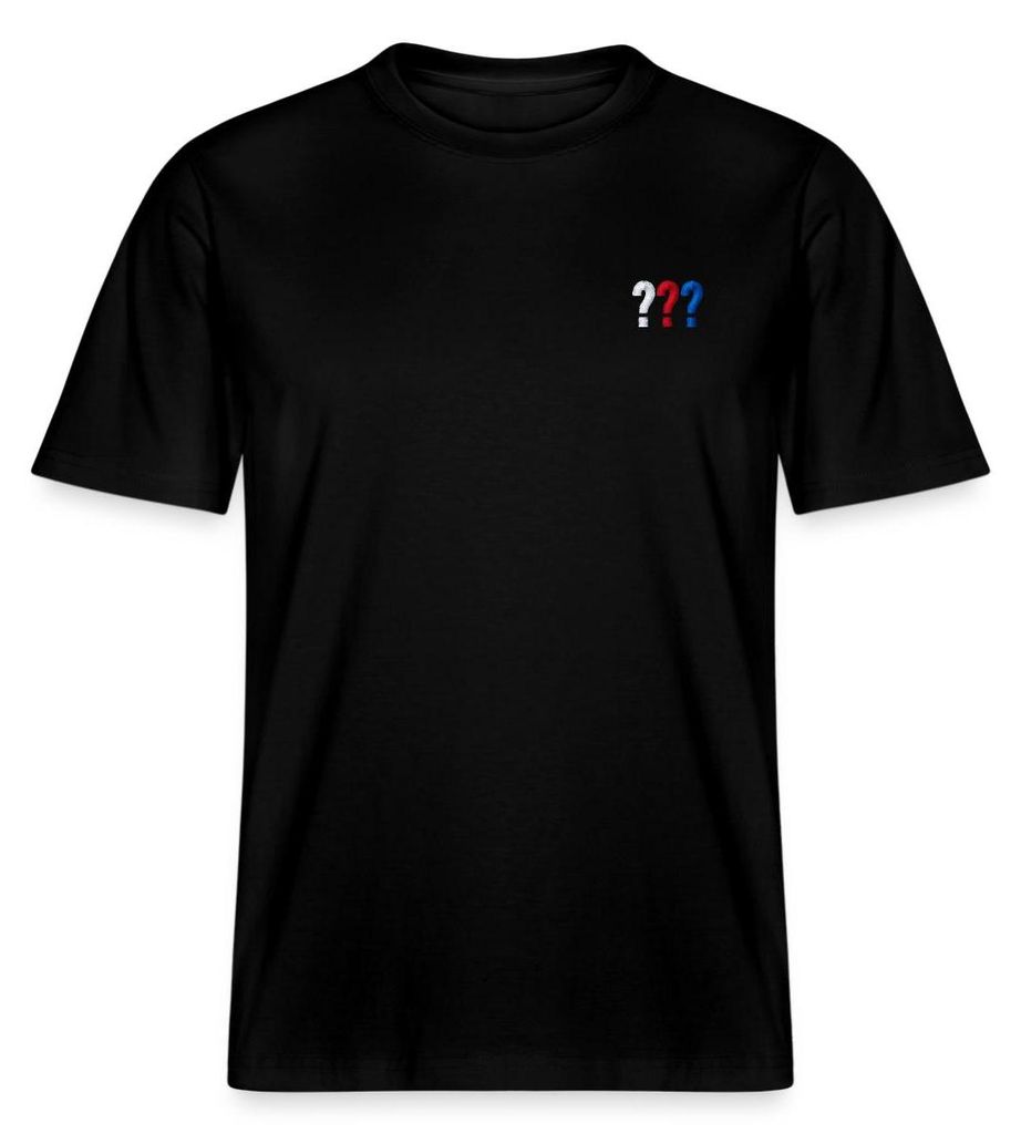Spreadshirt Die Drei Fragezeichen Logo Stickerei Relaxed Fit Uni T-Shirt, 3XL, Schwarz