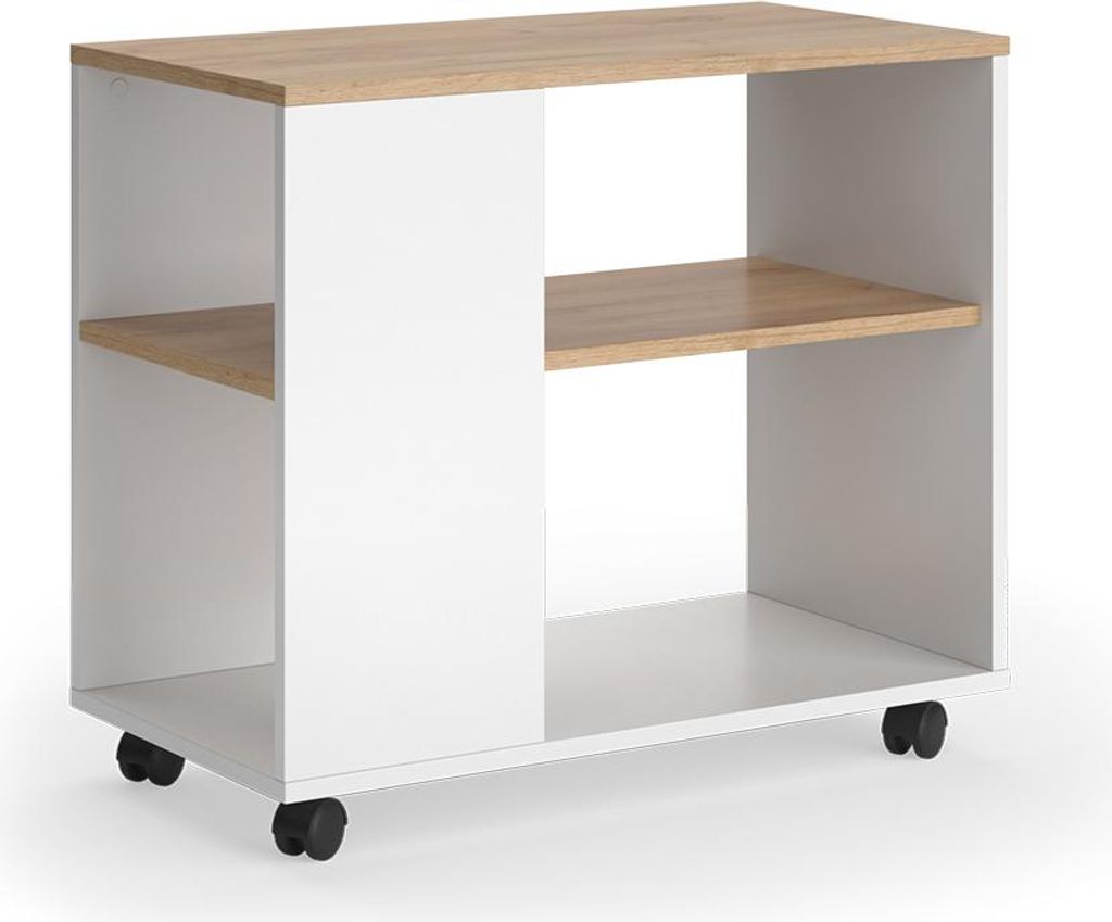 Vicco Couchtisch Marian, 70 x 36.6 cm mit Rollen, Goldkraft Eiche/Weiß