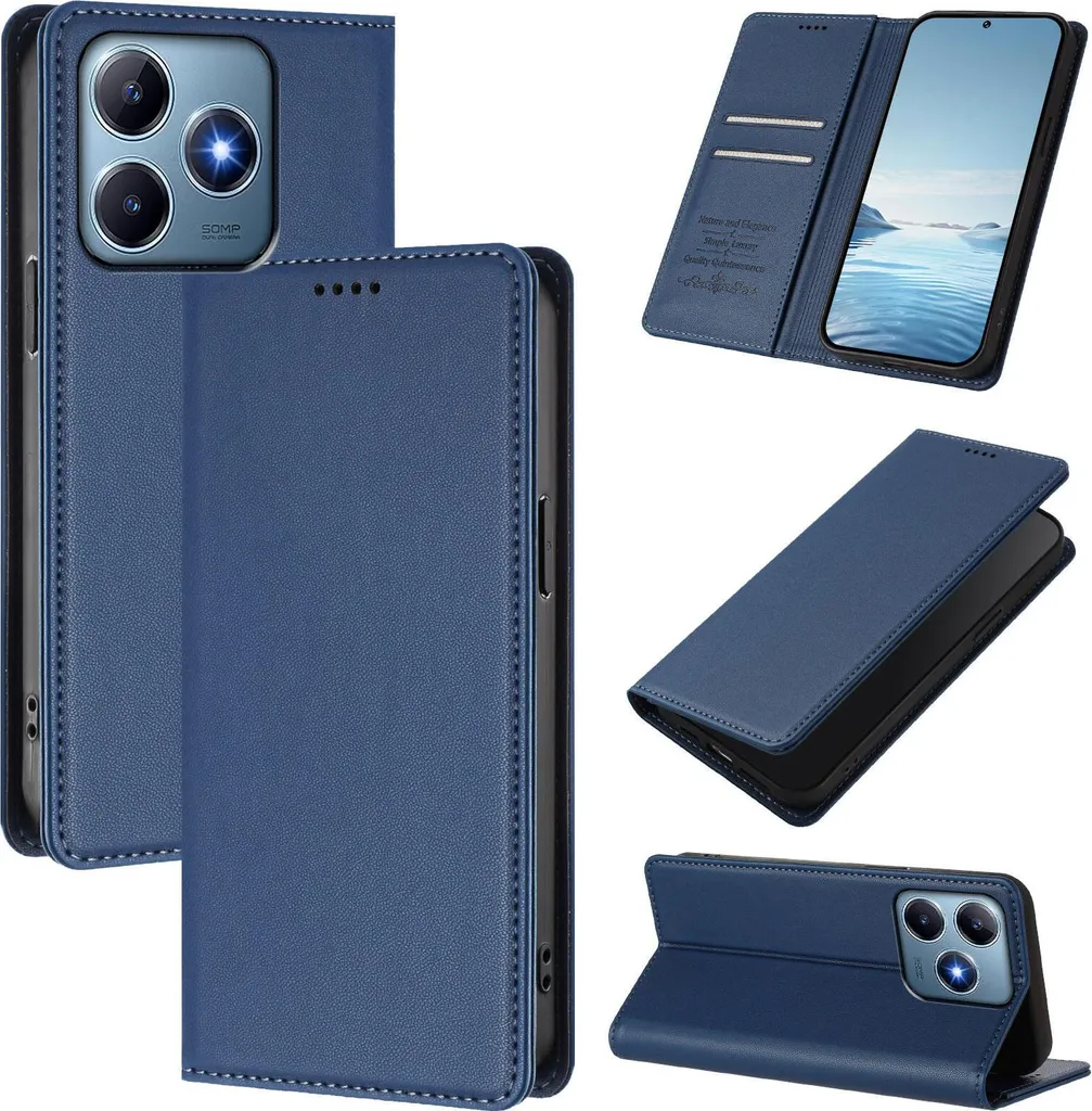 MOJIA Cover Flip Per Realme C31 4G: Custodia Portafoglio In PU Con Supporto E Slot Per Carte - Protezione Antiurto (Nero) - 3