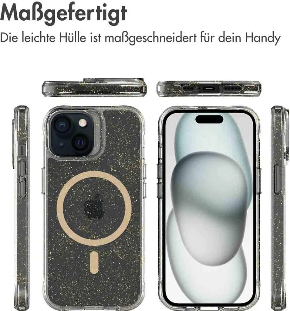 Custodia iPhone 15 MagSafe imoshion Glitter Oro - Trasparente e Robusta - 10