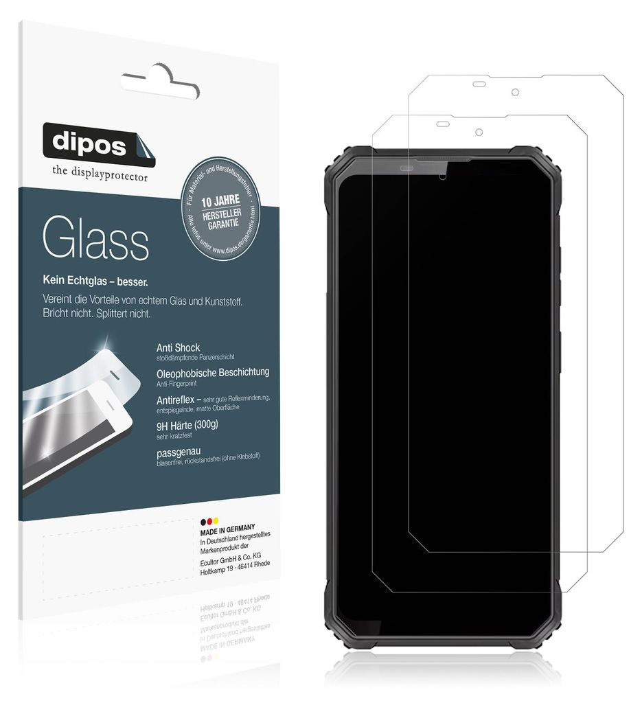 2x Schutzfolie für Oukitel WP100 Titan matt - Anti-Shock 9H Folie dipos Glass Kunststoffglas