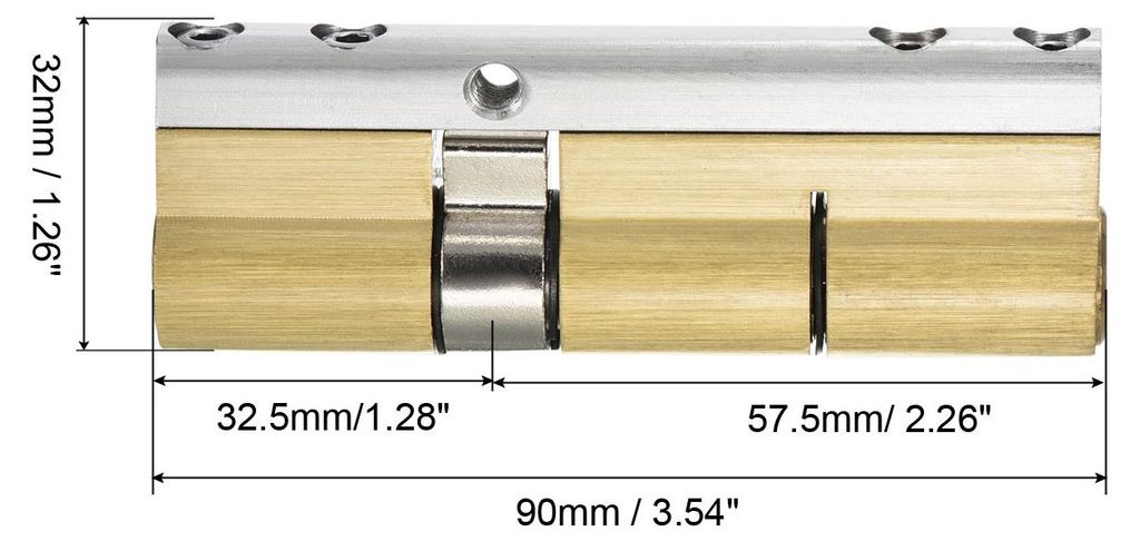 32.5/57.5 (90mm Gesamt) Europ?ische Doppel Schlie?zylinder Tš¹r Zylinderschloss mit 8 Schlš¹sseln fš¹r Holztš¹ren Aluminiumtš¹r