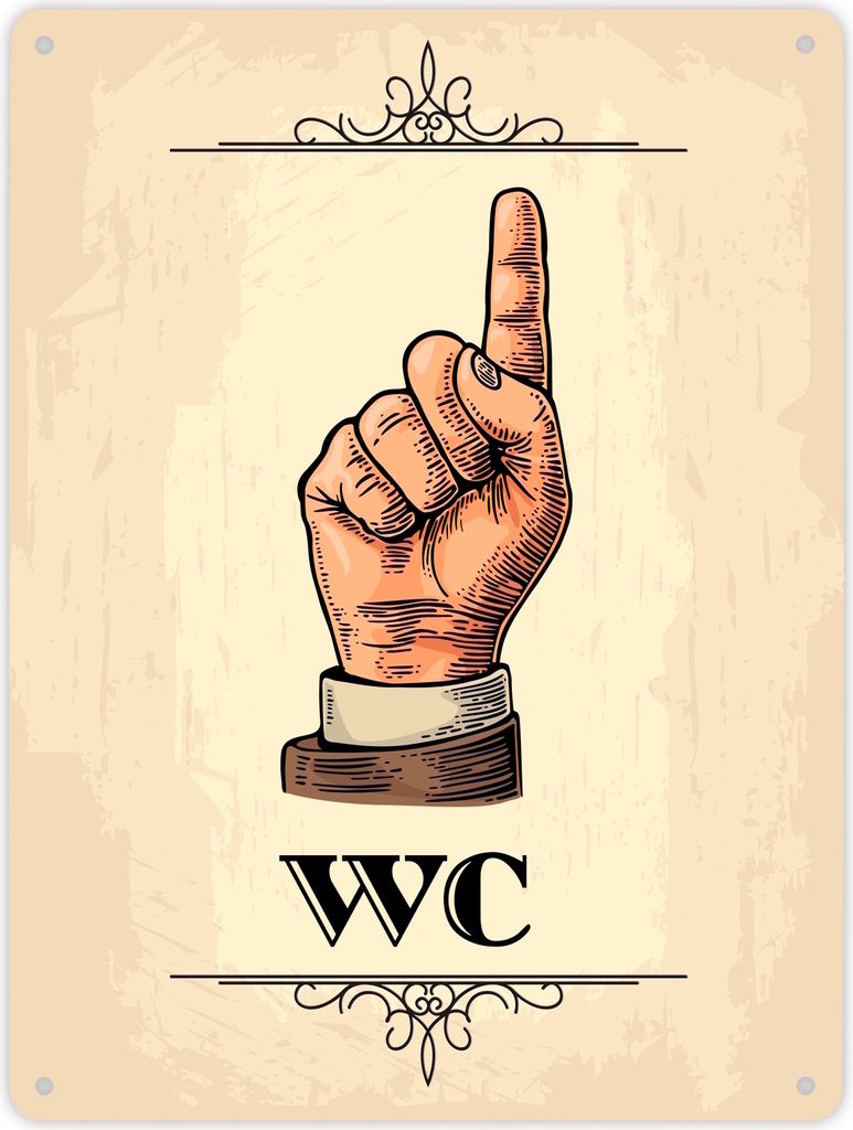 Vintage WC Schild Richtungsschild Durchgang in beige Schild Blechschild
