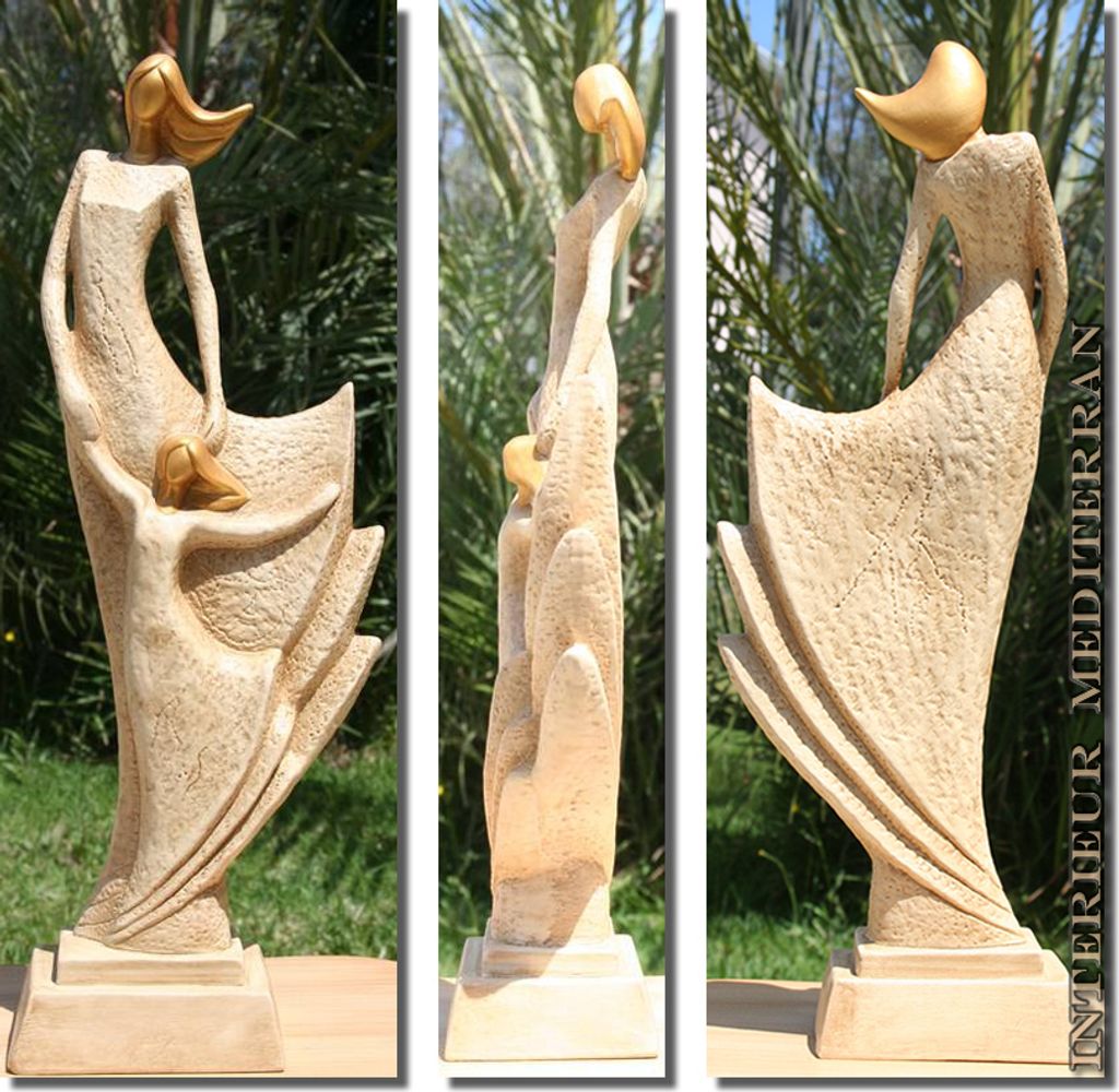 Figur Frau Und Tochter - Goldhaar - 40 Cm