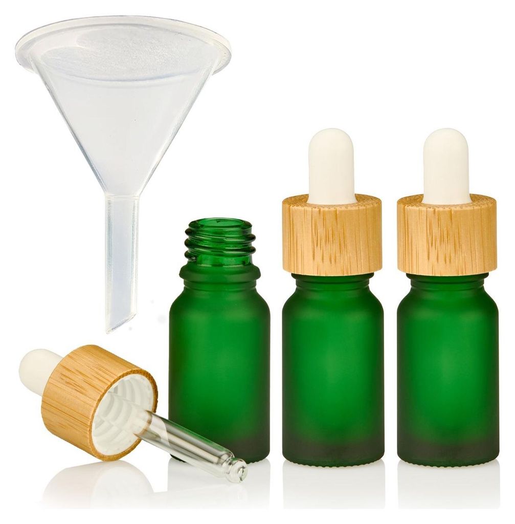 3 Pipettenflaschen Tropfflasche 10ml grün matt mit Trichter hochwertige Dropper Flaschen leer Glasflaschen mit Pipette
