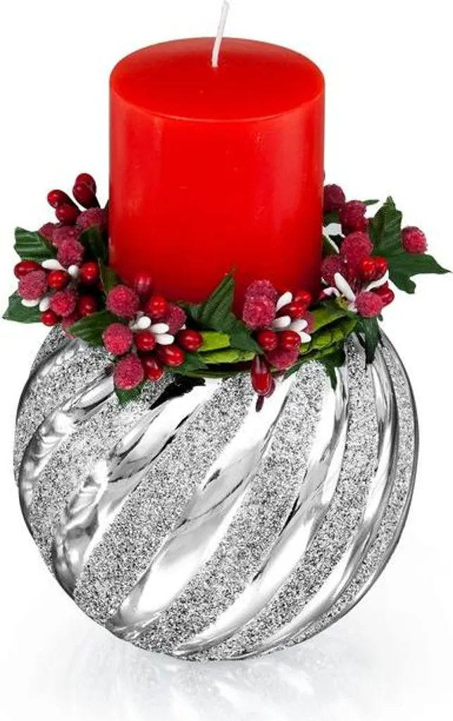 Chandelier avec bougie rouge Fi 8,5 H12 cm - Photophore chic BC5571/18