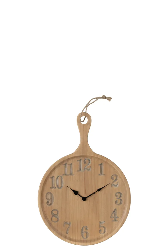 Petite horloge murale bois de pin Plan J-Line pour bureau et chambre