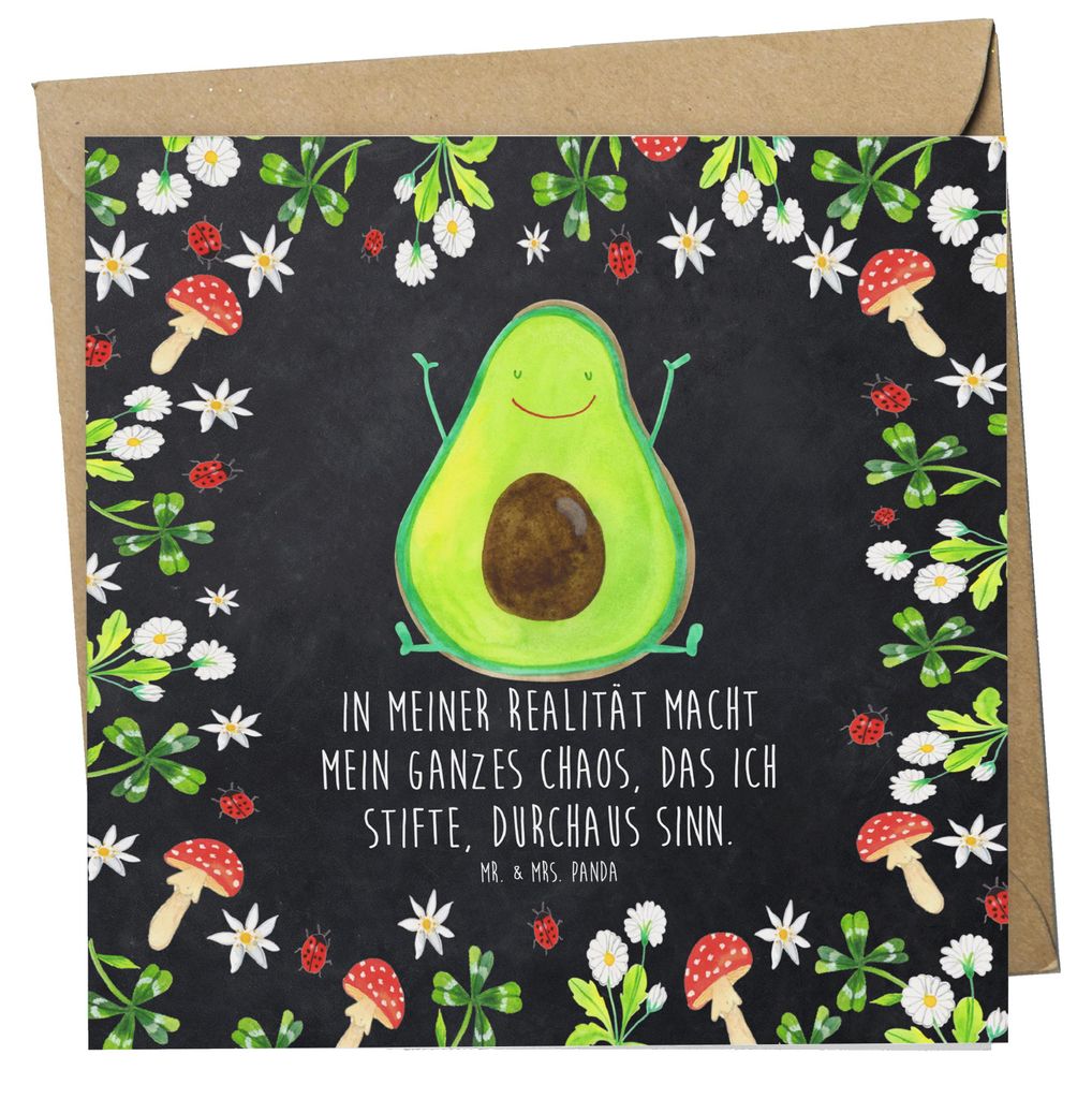 Mr. & Mrs. Panda doppelkarte Avocado Glücklich - Kreidetafel - Geschenk, Glückwunschkarte, Freude, anlasskarte, faltkarte, Chaos, Grußkarte, Kla...