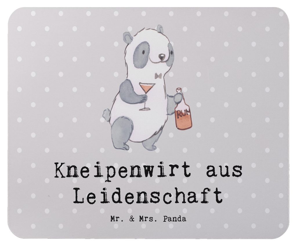 Mr. & Mrs. Panda Mousepad Kneipenwirt Leidenschaft - Grau Pastell - Geschenk, mauspad laptop, Mouse Pad, Spruch, Kneipe, Bar, pc, computer, Gastst...