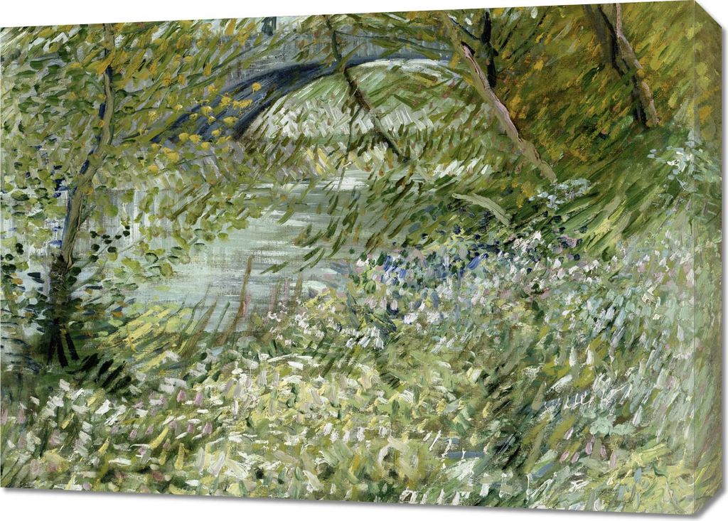 Bild 70x50cm Flussufer im Frühling, Van Gogh Vintage