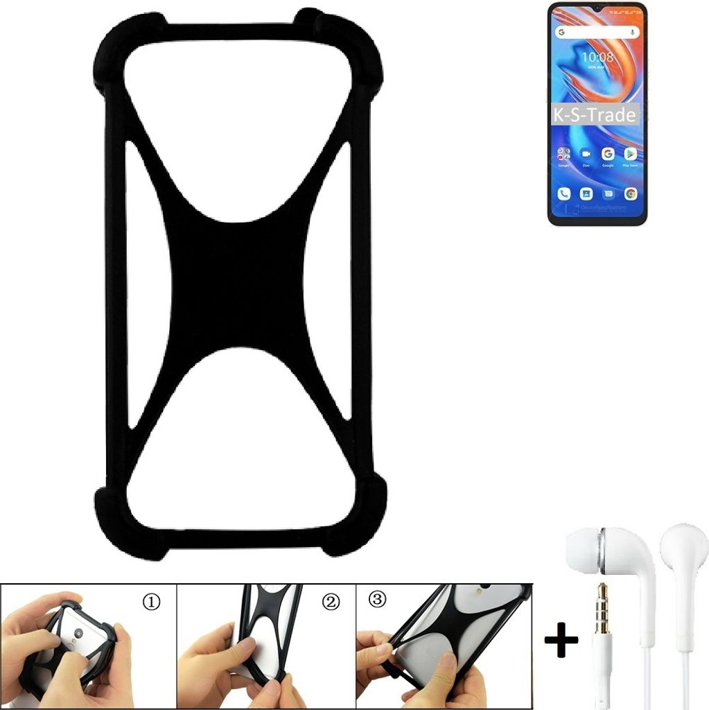 K-S-Trade Handy-Hülle + headphones kompatibel mit UMIDIGI A13 Schutz-Hülle Bumper Silikon Cover Case Silikoncase Silikonbumper TPU Softcase