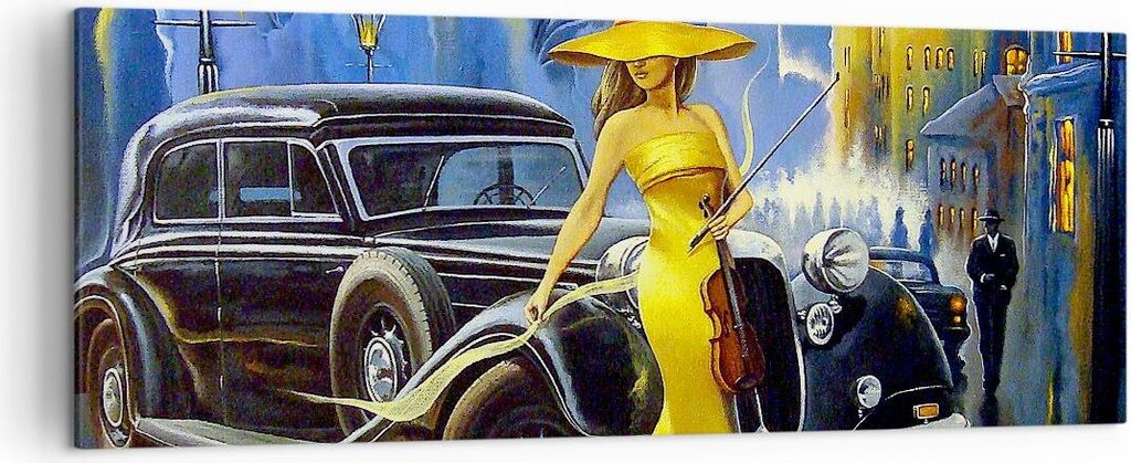 Bild auf Leinwand - Leinwandbild - frau retro stil - 140x50cm - Wand Bild - Wanddeko - Wandbilder - Leinwanddruck - Bilder - Kunstdruck - Wanddekor...