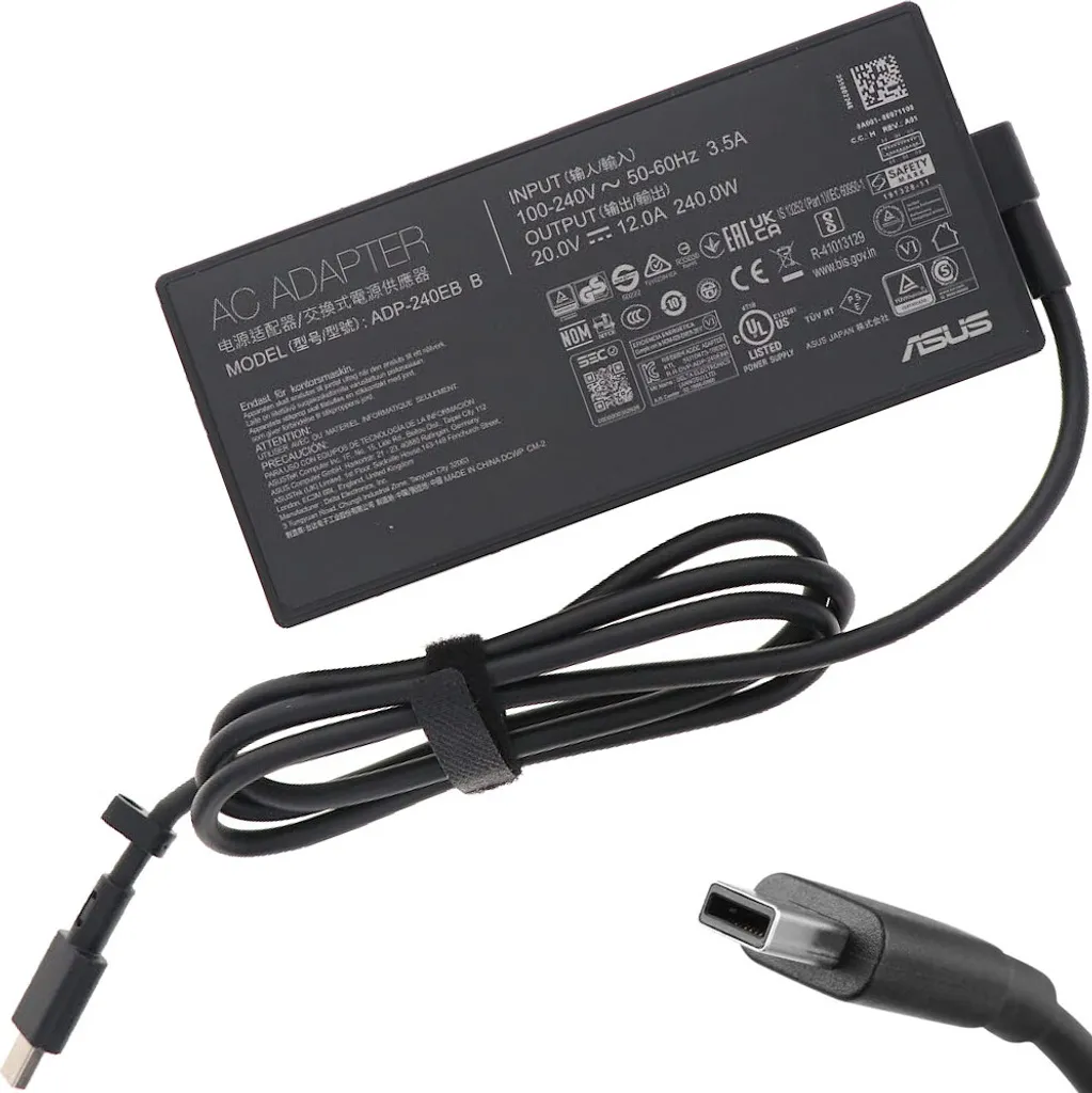 Adaptateur ASUS 240W 20V 3P Rectangle - Chargeur PC Portable Gaming