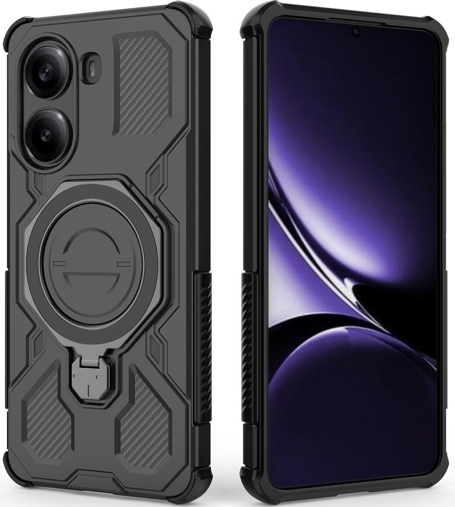 Robuste Handyhülle für Xiaomi Poco X7 Pro /Redmi Turbo 4 mit Ringhalter Ständer Stoßfest, Magnetisch, Dual-Layer Schutz Schwarz
