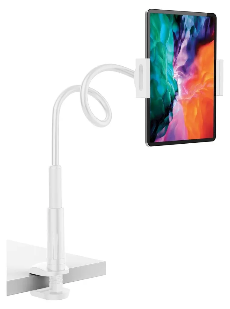 Cadorabo porta tablet a collo d'oca flessibile porta cellulare in bianco per la casa