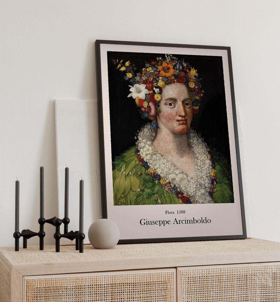 Poster Flora Arcimboldo, groesse_poster:21x30 cm, groesse_rahmen:birke 21x30 cm