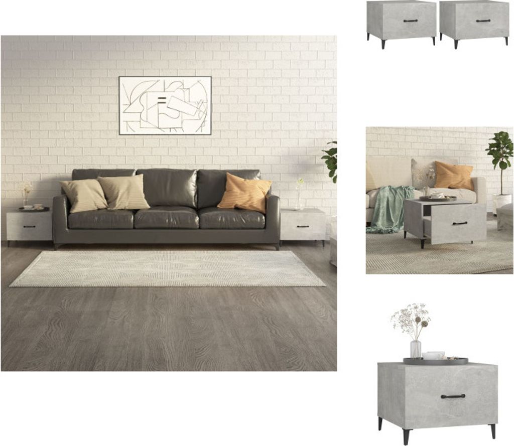 vidaXL Couchtische mit Metallbeinen 2 Stk. Betongrau 50x50x40 cm - Couchtische