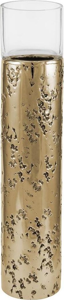 Kaheku Windlicht Loukia antik gold Aluminium mit Glasaufsatz, Durchmesser 7,5 cm, Höhe 30 cm 99990366