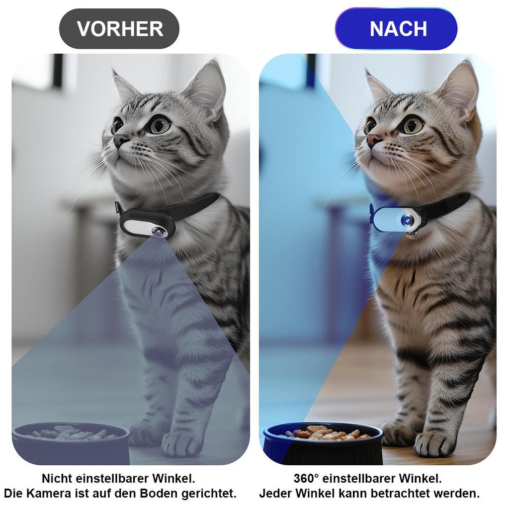 Katzen & Hunde Kamera Halsband  Upgrade 1080P Pet Cam,