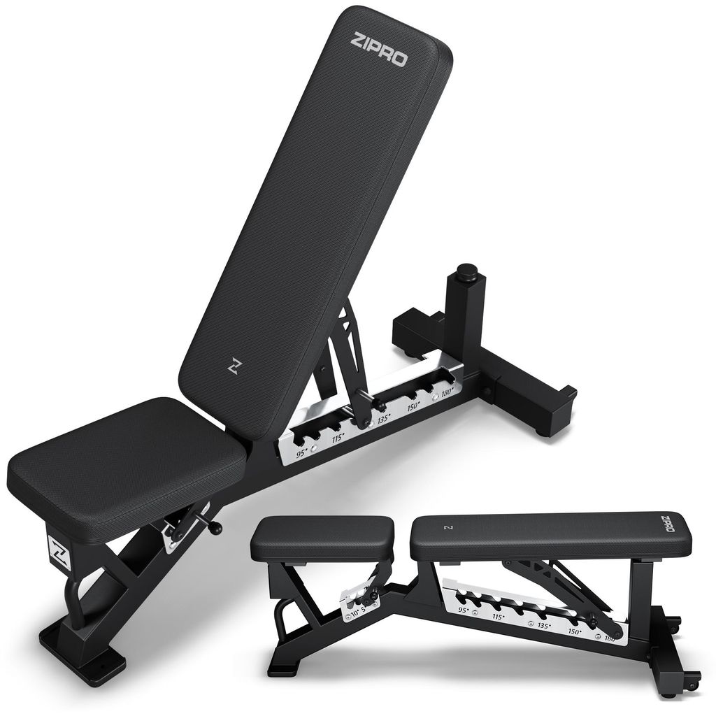 ZIPRO Powerhouse Hantelbank Verstellbar - Drückerbank Schrägbank Flachbank Trainingsbank Kraftstation 270 kg Massiv Homegym Fitnessbank Klappbar