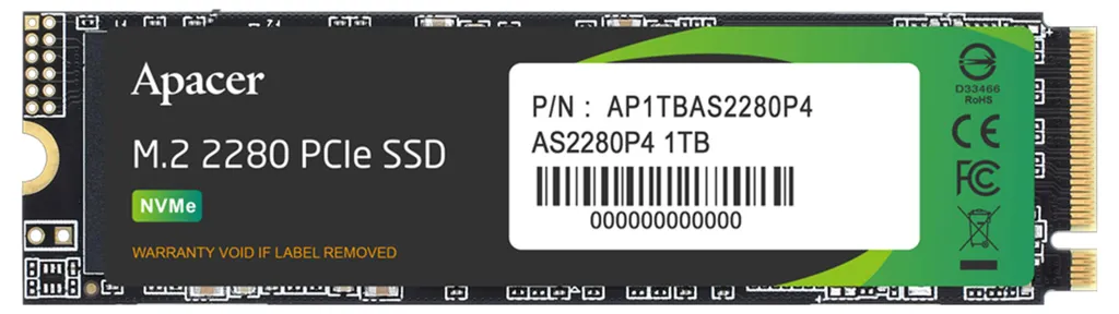 Apacer AS2280P4 Disque SSD 1 TB M.2 PCIe NVMe Gen3 x4 Haute Vitesse