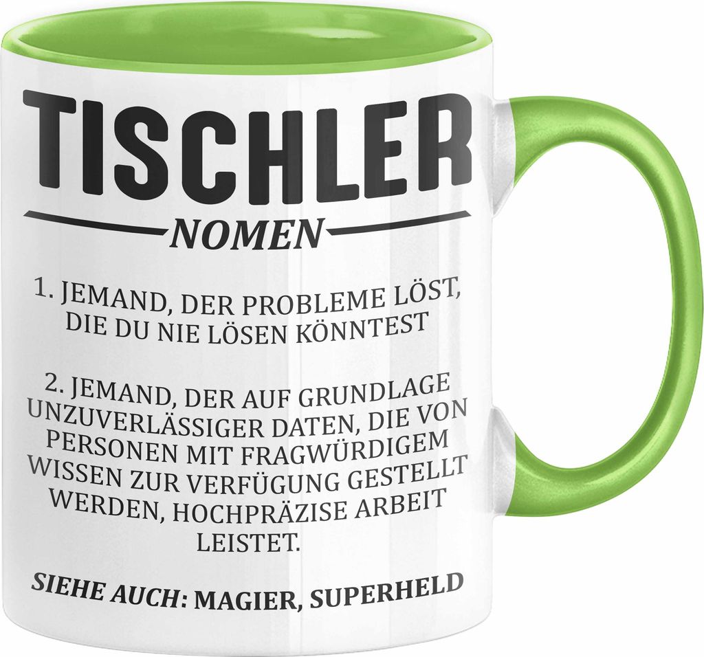 Tischler Definition Tasse Geschenk Männer Geschenk für Tischler Geburtstag (Grün)