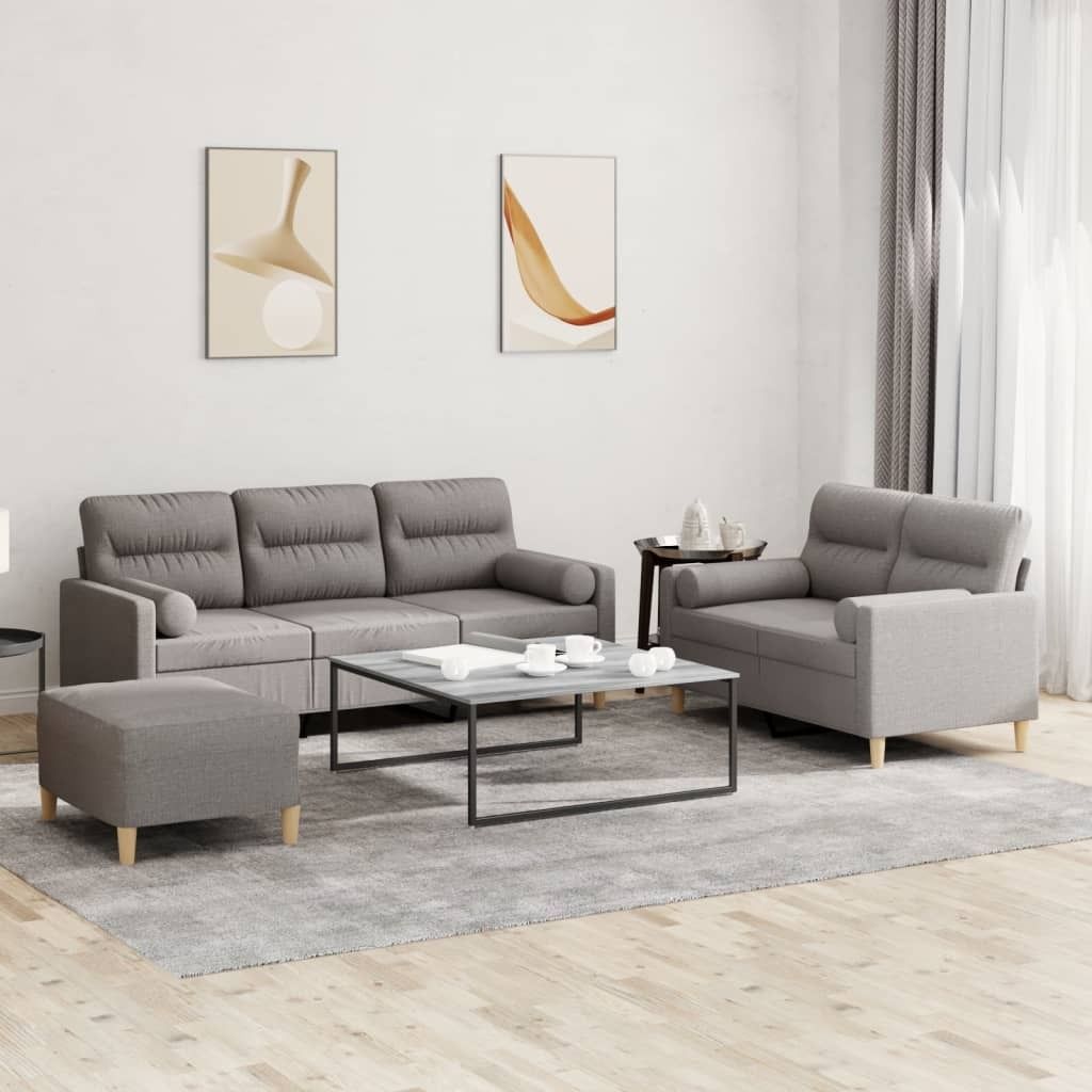 "2026 Promotion" 3-tlg. Sofagarnitur mit kissen - Wohnlandschaft - Taupe Stoff - Klassische Sofas CC10882
