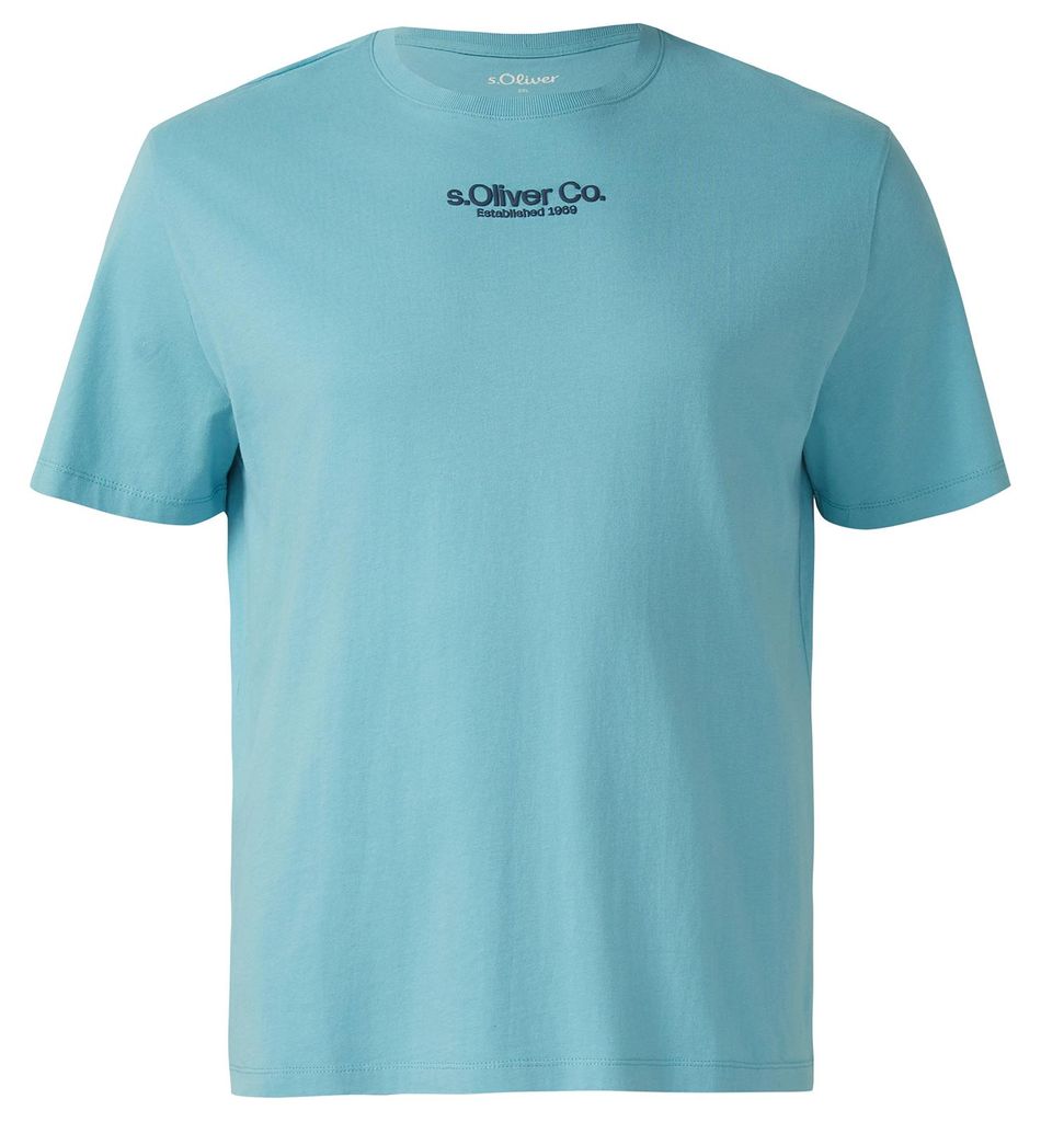 s.Oliver Übergrößen Basic-T-Shirt hellblau Logoprint