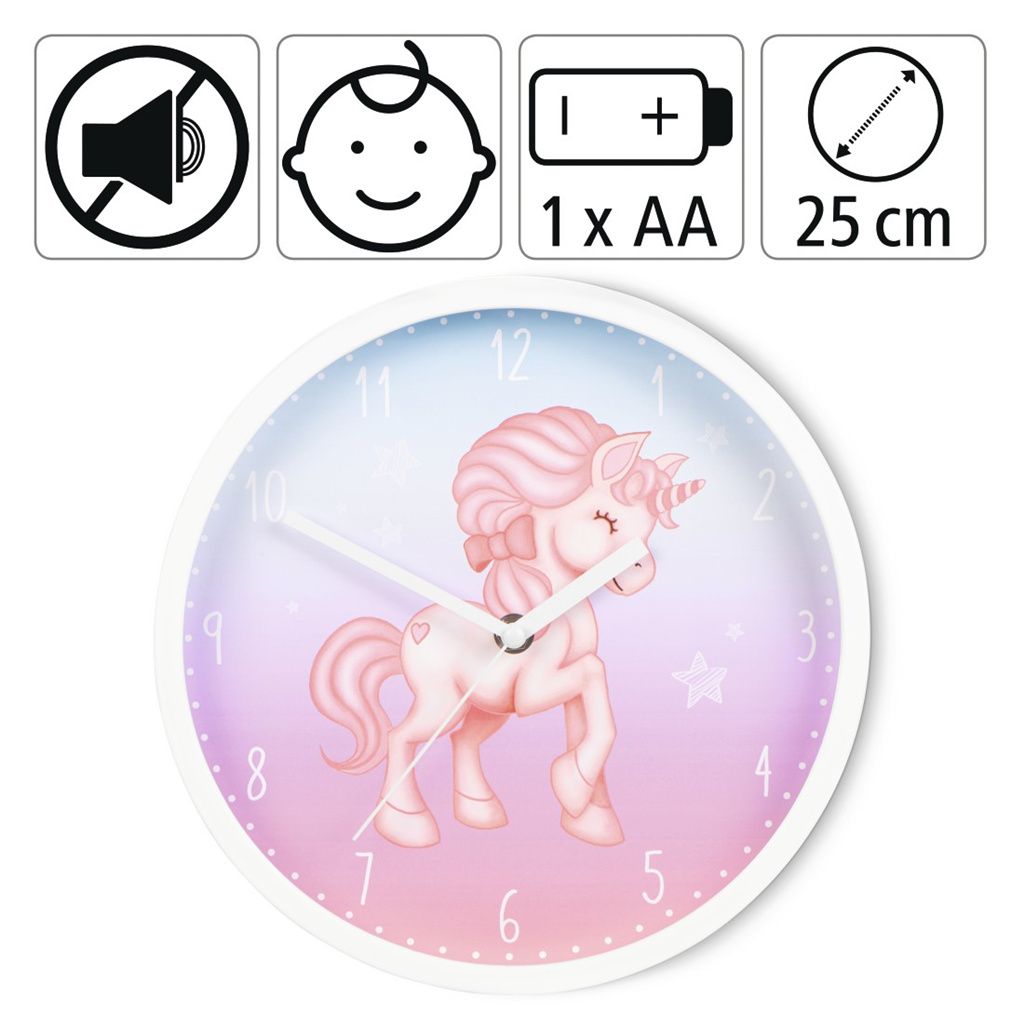 Hama Magical Unicorn Quarzwanduhr Rund Blau Produktbild 3