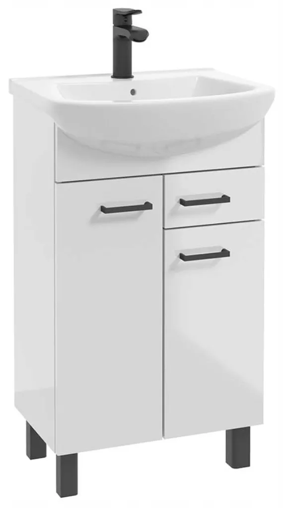 Meuble de salle de bains STAMAR avec lavabo 50 cm blanc brillant à pieds