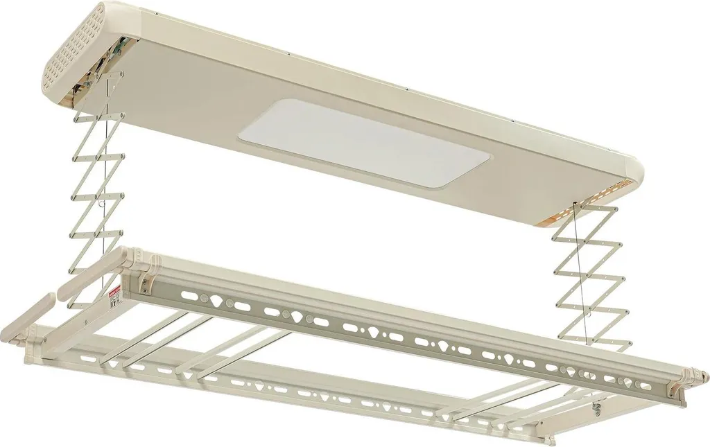Étendoir à linge motorisé de plafond blanc cassé ajustable à distance