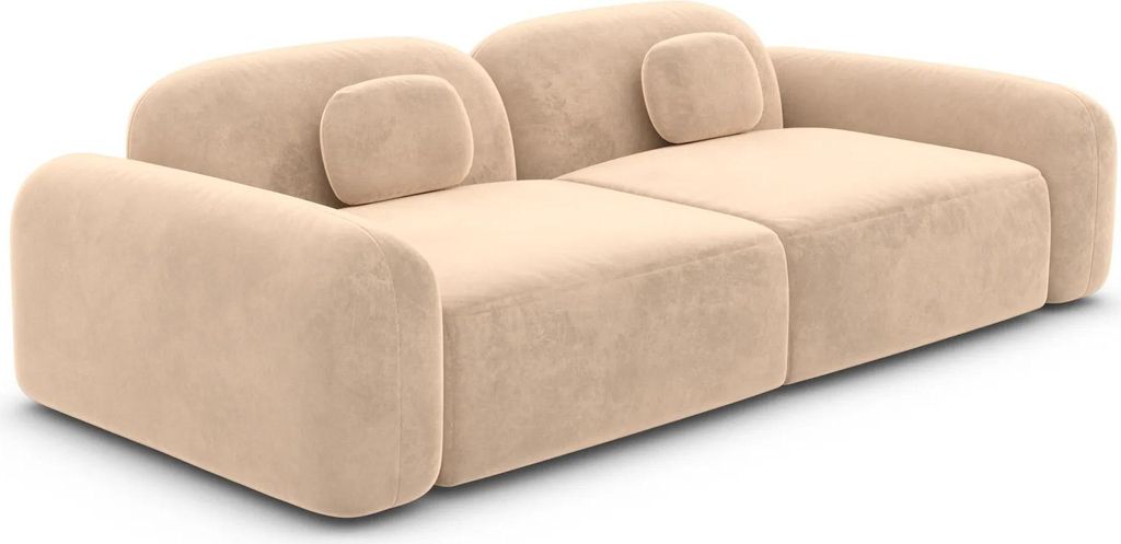 Samtstoff 2-Sitzer Couch Nuvia Beige