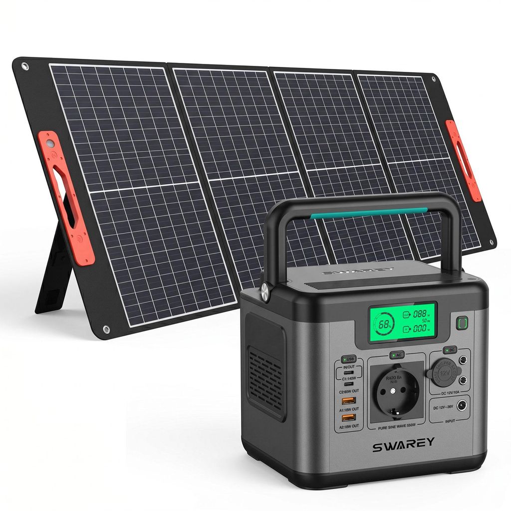 Nabíječka SWAREY 555Wh se solárním panelem 100W, napájecí Obrázek produktu 
