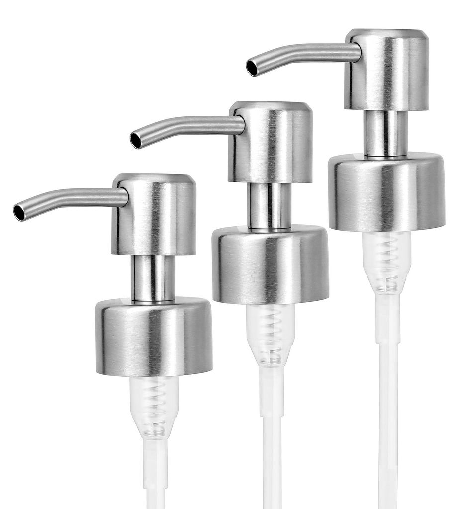Seifenspenderpumpe, 3-teilige Edelstahl-Seifenspenderpumpe für Flaschen mit 26–28 mm Gewinde, Seifenspender mit Schlauch, Ersatz-Seifenspenderpu...