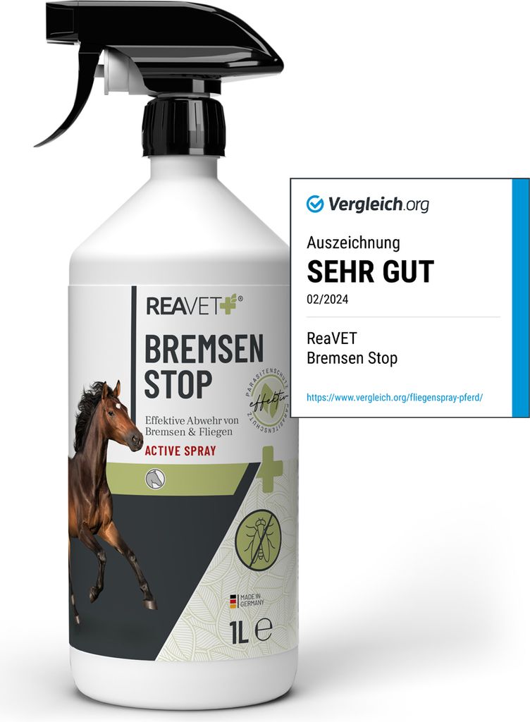 REAVET Bremsen Stop Fliegenspray Pferde 1L mit pflegender Produktbild