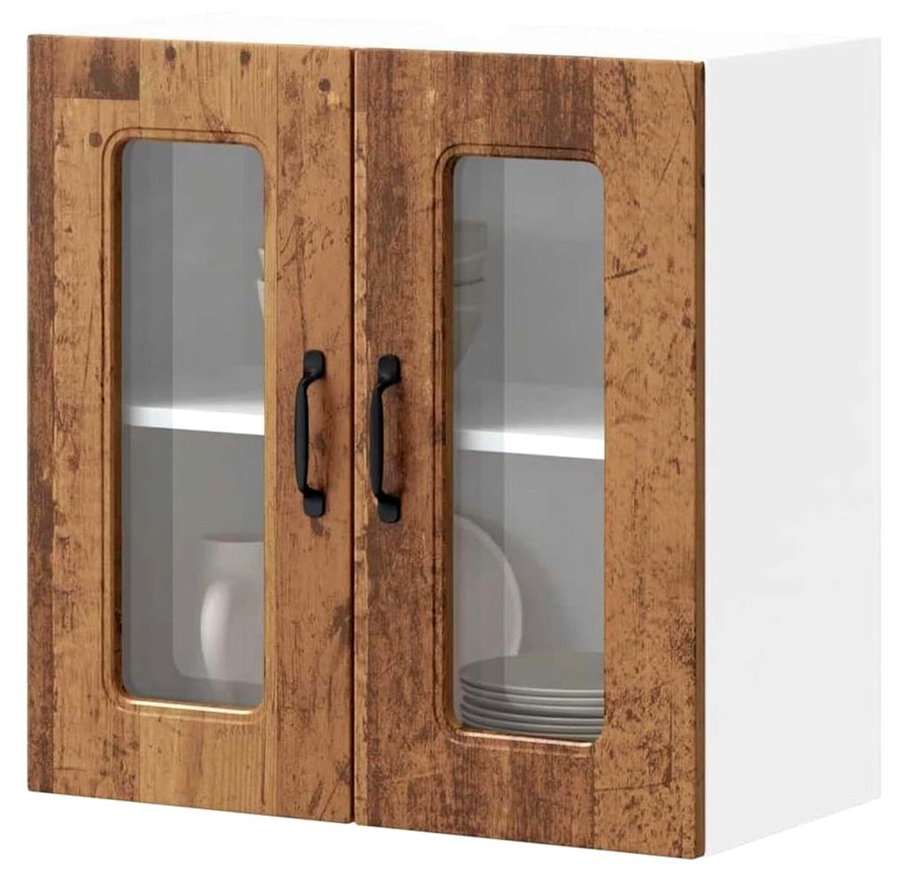 Küchenwandschrank mit Glastür, Kalmar Altholz, Holzwerkstoff
