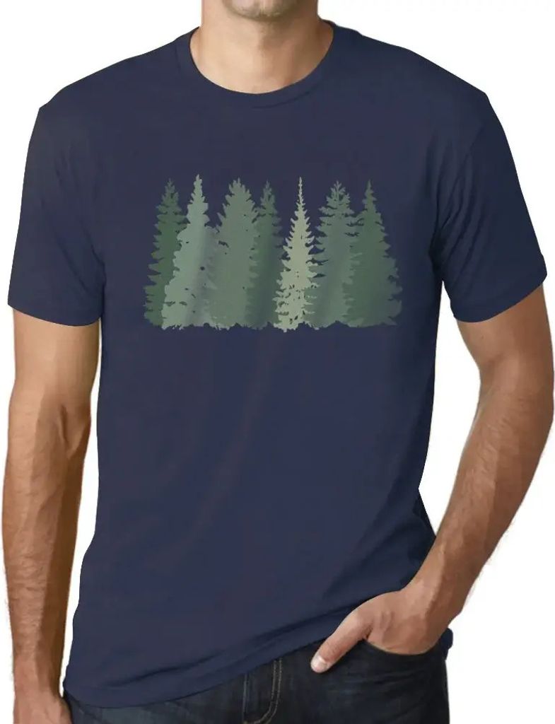 Herren Grafik T-Shirt Waldbäume – Forest Trees – Öko-Verantwortlich Vintage Jahrgang Kurzarm Lustige Druck Geburtstag Geschenk Mann