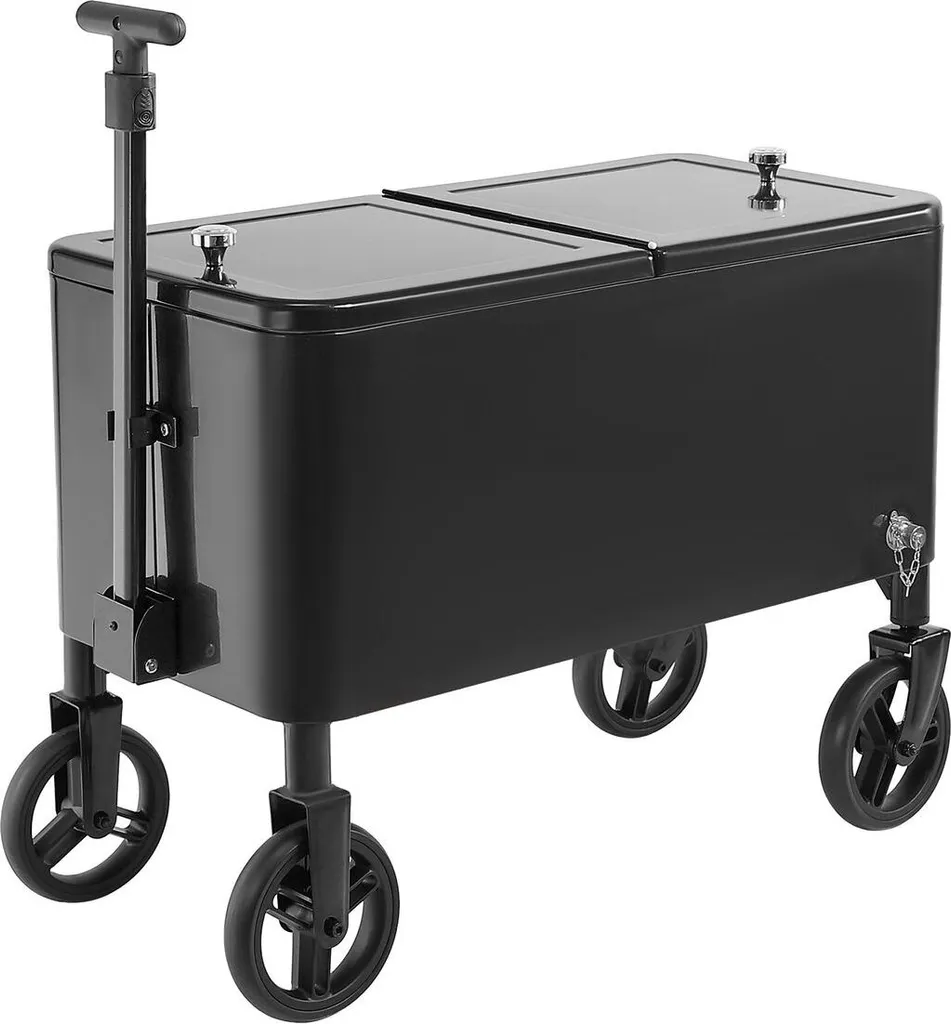 Chariot Réfrigérant 75L avec Poignée Télescopique et Roulettes Pivotantes