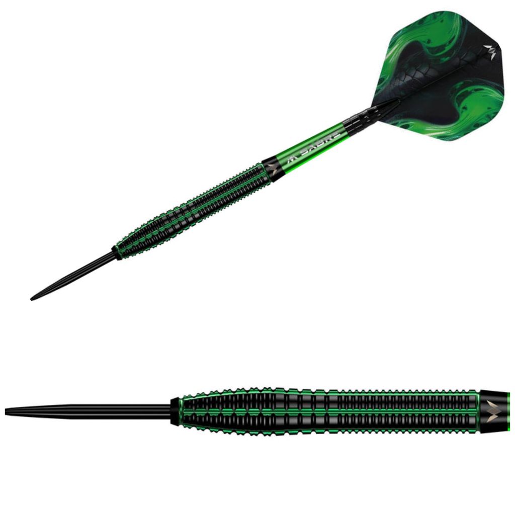 Mission | Venom | Steeldarts | 90% Tungsten | 23g | Black & Green Electro Plated | Dartpfeile Set