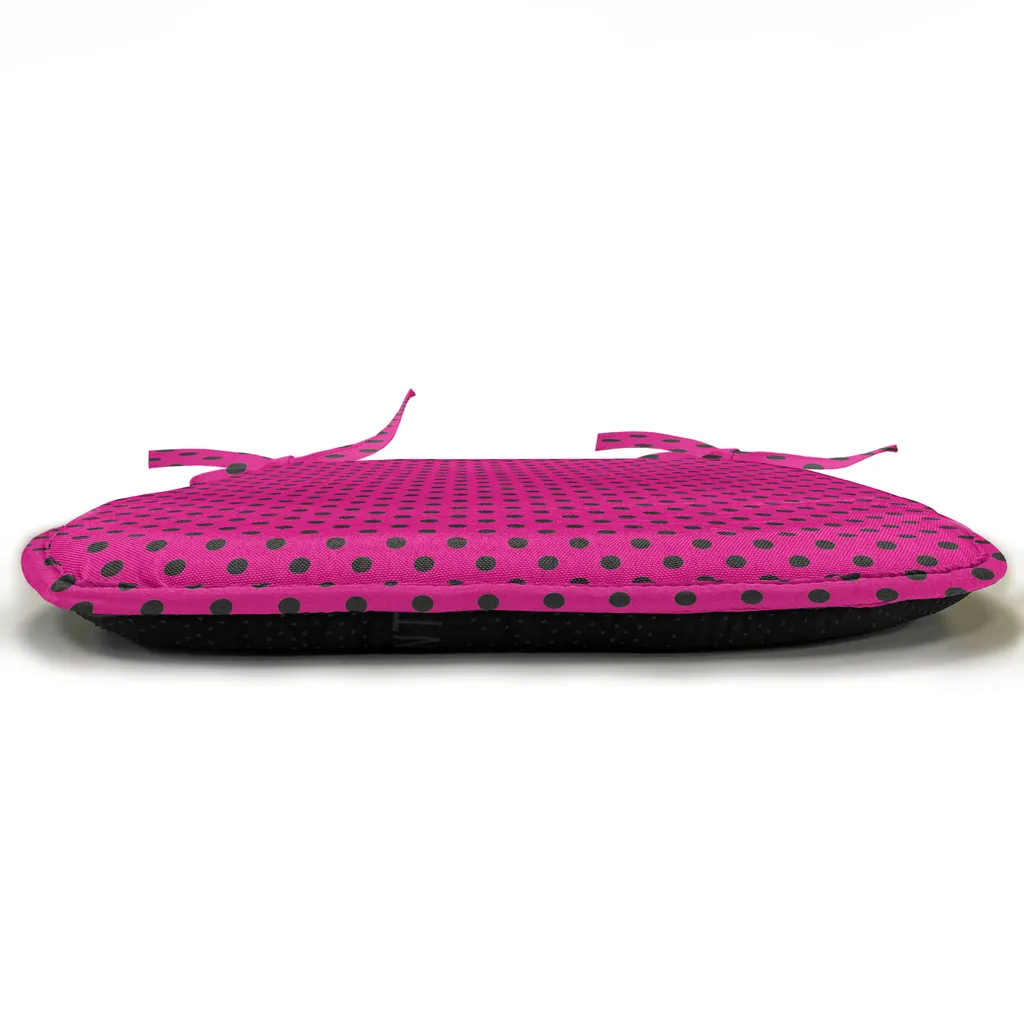 ABAKUHAUS Rivestimento rosa shocking per sedie da sala da pranzo, ispirato alla Pop Art Dots, cuscino decorativo impermeabile con cinturini per sedie da cucina, 40 cm x 40 cm - confezione da 12, rosa shocking nero - 3