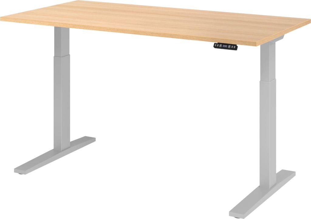 bümö Schreibtisch elektrisch XMKA - Gestell: Silber, Größe: 160 x 80 cm, Nachbildung: Eiche