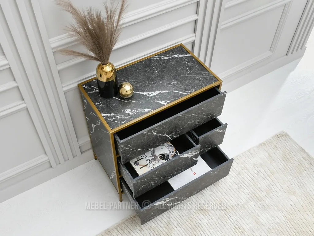 Optimiser petit espace avec la commode MAIRA - Rangement chic marbre noir