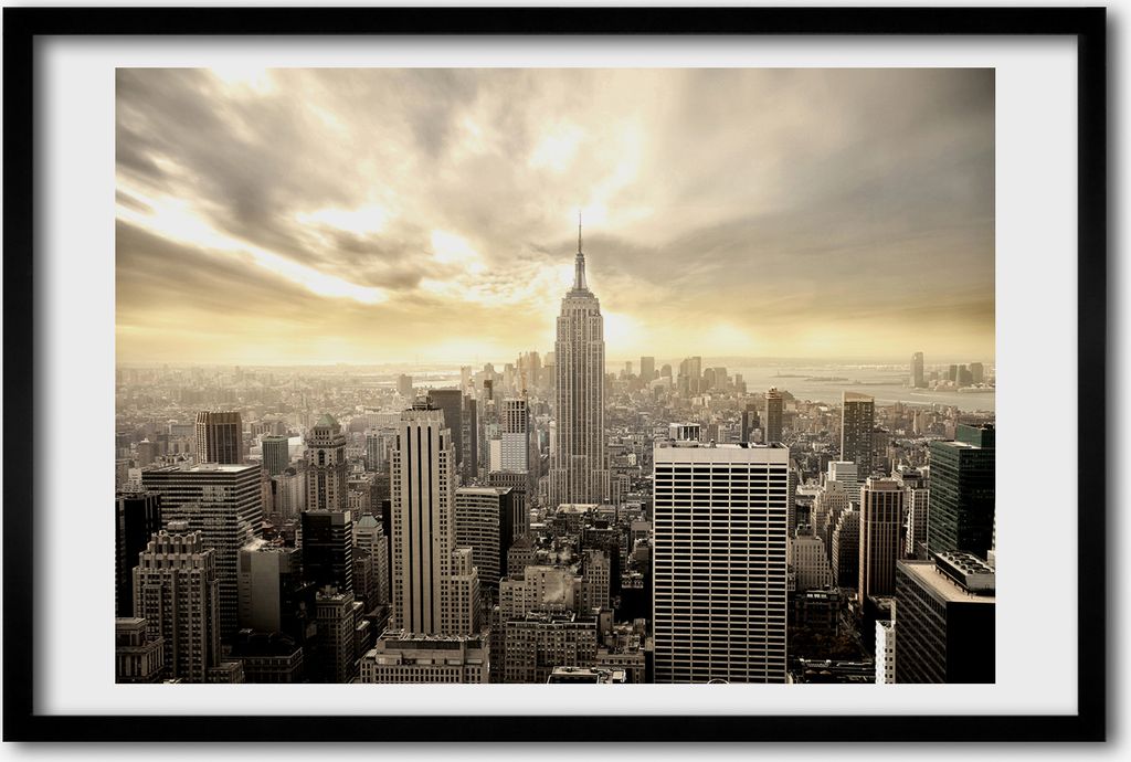 Bild 60x40 MDF-Rahmen, Wandkunst Manhattan New York City
