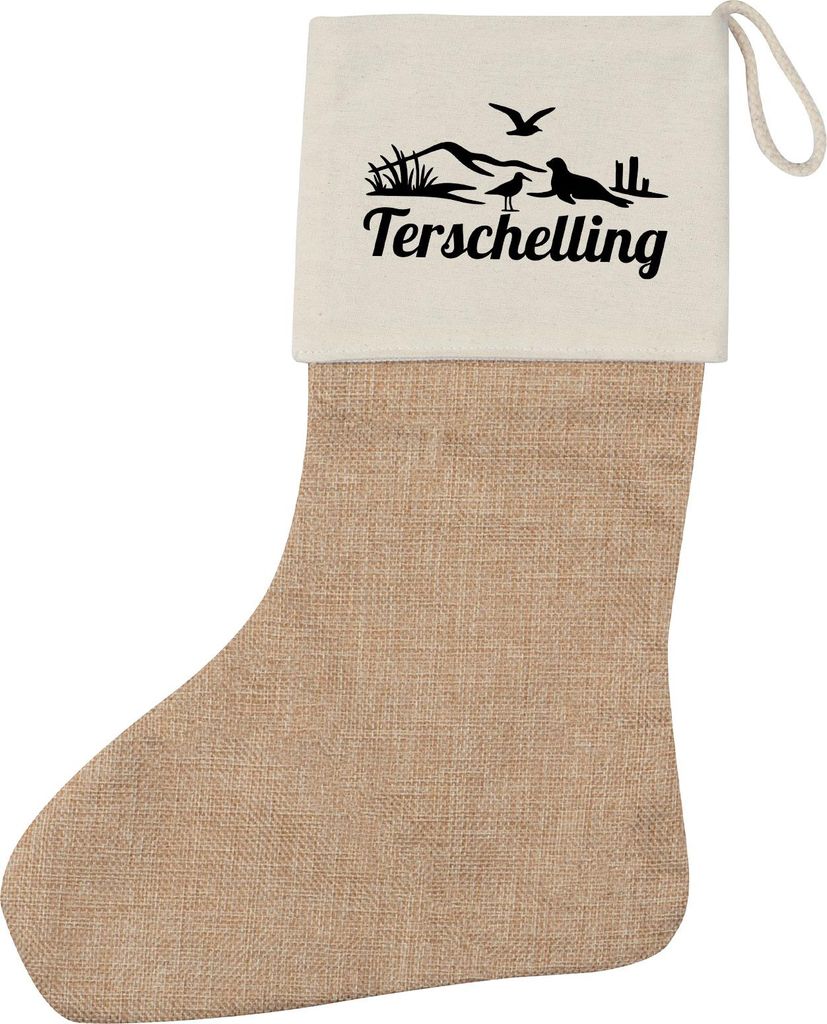 Huuraa Weihnachtsstrumpf Terschelling Niederlande Beige Jute Kaminstrumpf Geschenkidee