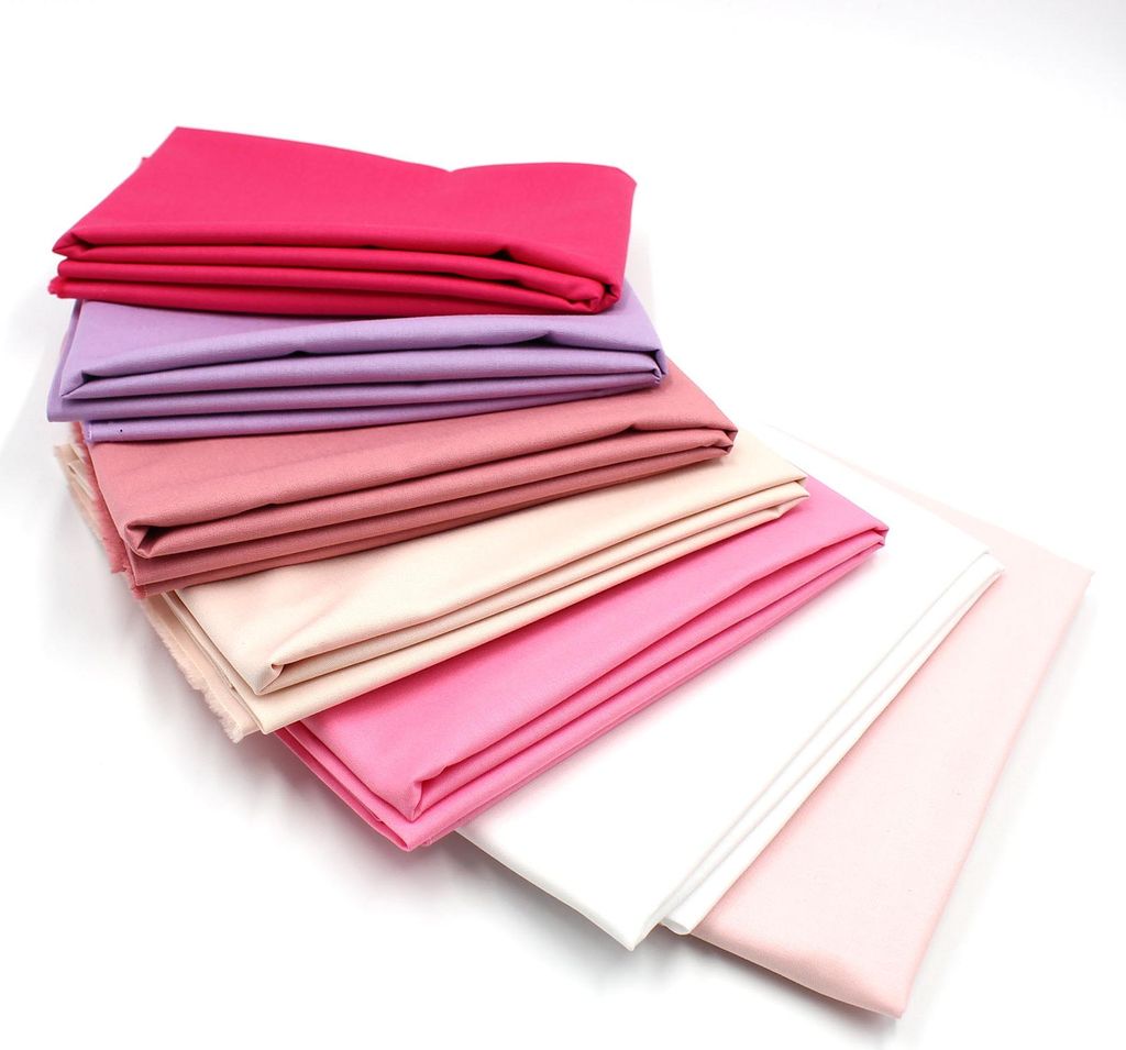 Popeline Baumwollstoff 7er Set Rosa Paket Uni 100% Baumwolle Stoffpaket Ö.Tex 100 Nähen Patchwork