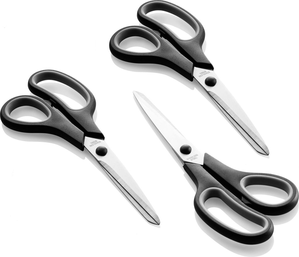 com-four 3x Schere - große Küchenschere mit Komfortgriff - Bastelschere aus rostfreiem Edelstahl - Haushaltschere für Papier, Karton und Stoff...