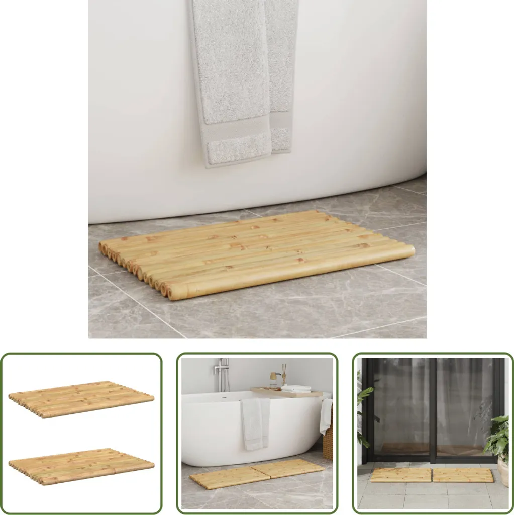 Tapis de bain en bambou 50x35 cm - Ensemble de 2 tapis pour salle d'eau